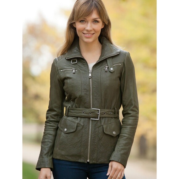 Andrew Mark Sloane Lambskin Leather Jacket  Brown L Urban Timeless Smart Casual - Picture 11 of 11